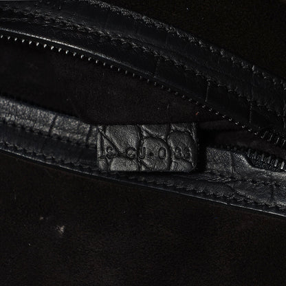 Celine Crocodile Embossed Calfskin Medium Phantom Luggage Black 11 of 16