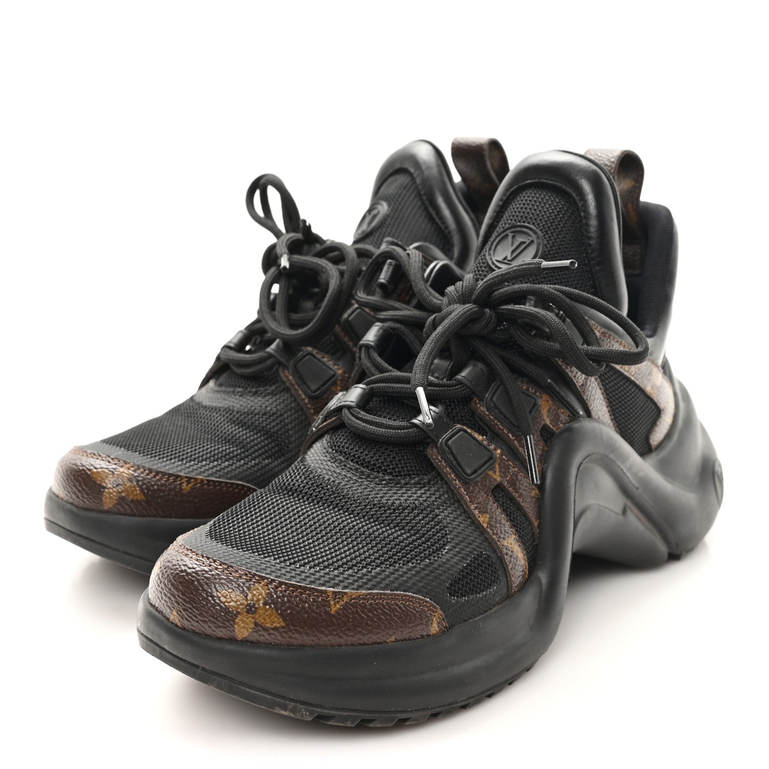 Louis Vuitton Calfskin Patent Monogram LV Archlight Sneakers 37.5 Black 3 of 9