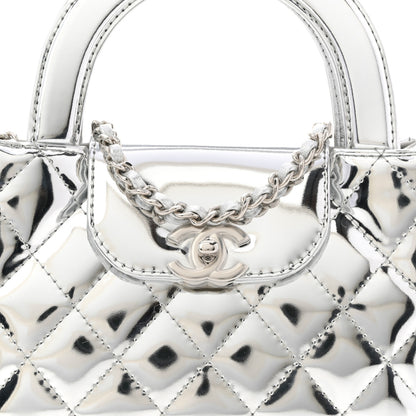 Chanel Mirror Calfskin Metallic Calfskin Quilted Nano Kelly Shopper Silvery 8 of 11