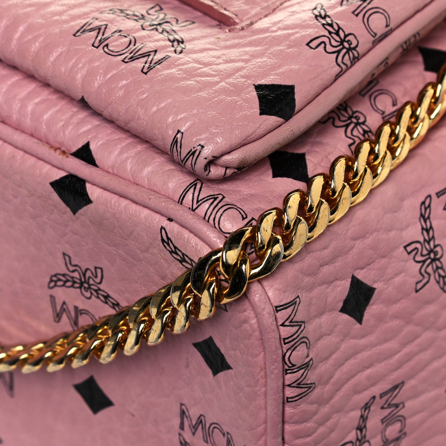MCM Visetos Studded Retro Trilogie Stark Backpack Pink 8 of 14