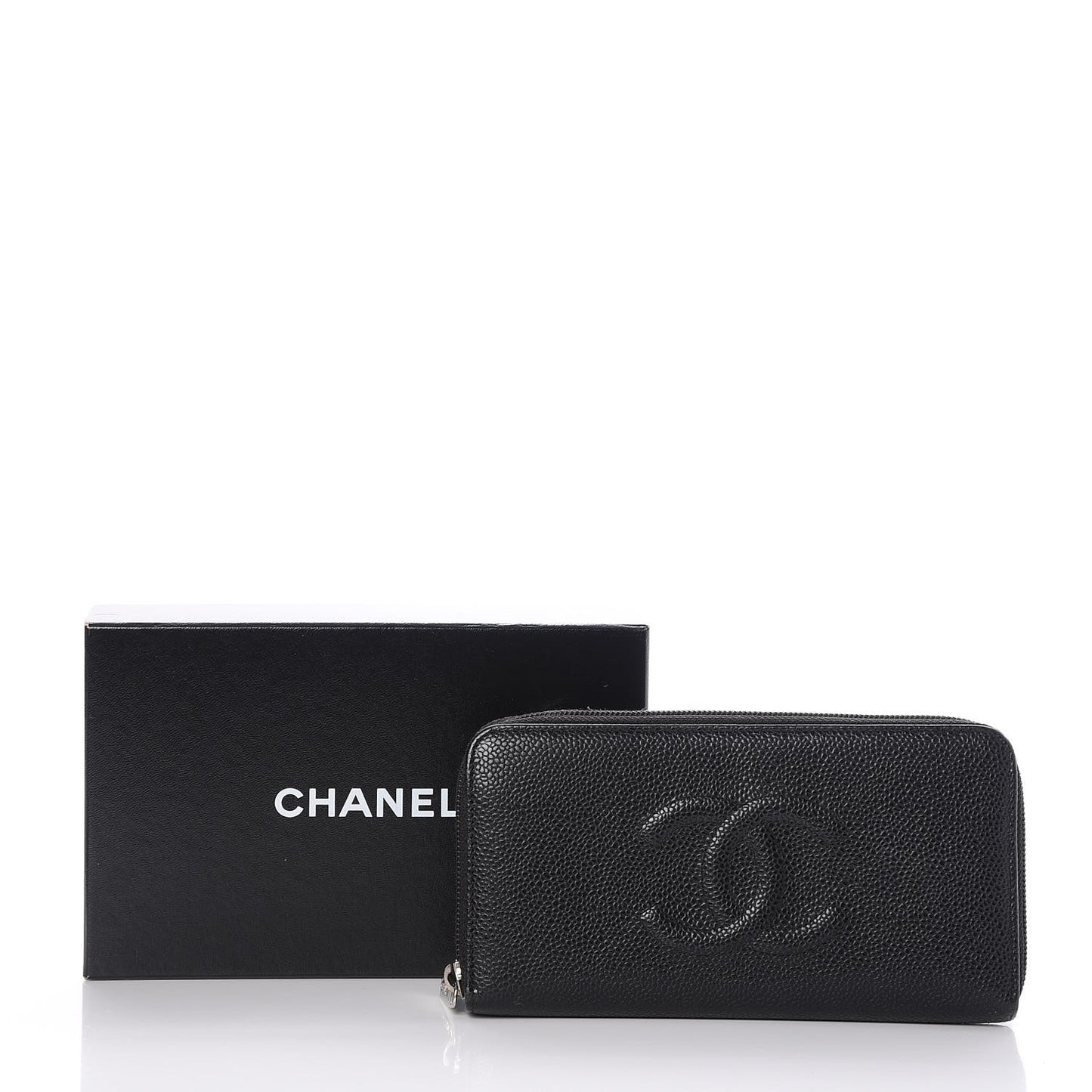 Caviar Large Timeless CC Zip Around Wallet Black