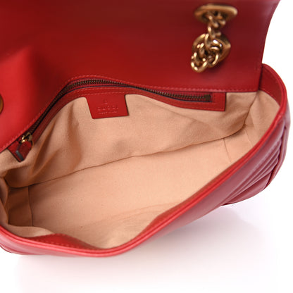 Gucci Calfskin Matelasse Small GG Marmont Shoulder Bag Hibiscus Red 4 of 9