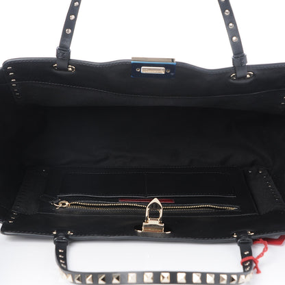 Valentino Garavani Vitello Medium Rockstud Tote Black 6 of 8