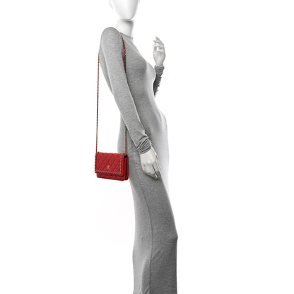 Chanel Lambskin Quilted Chain Around Wallet On Chain WOC Red 2 of 12