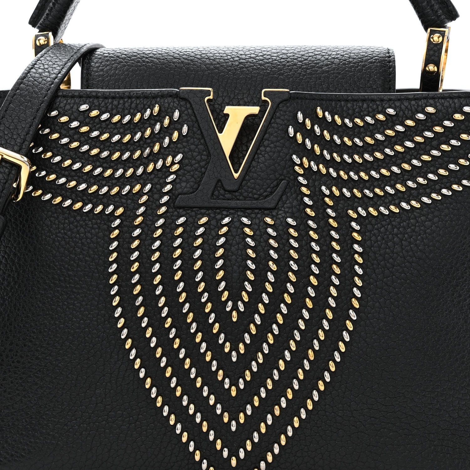 Louis Vuitton Taurillon Fleur De Lys Capucines PM Black 7 of 9