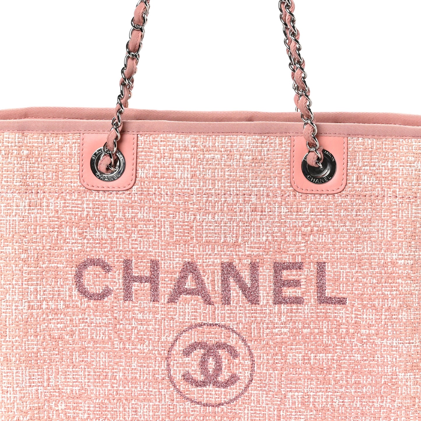 Straw Lurex Small Deauville Tote Pink