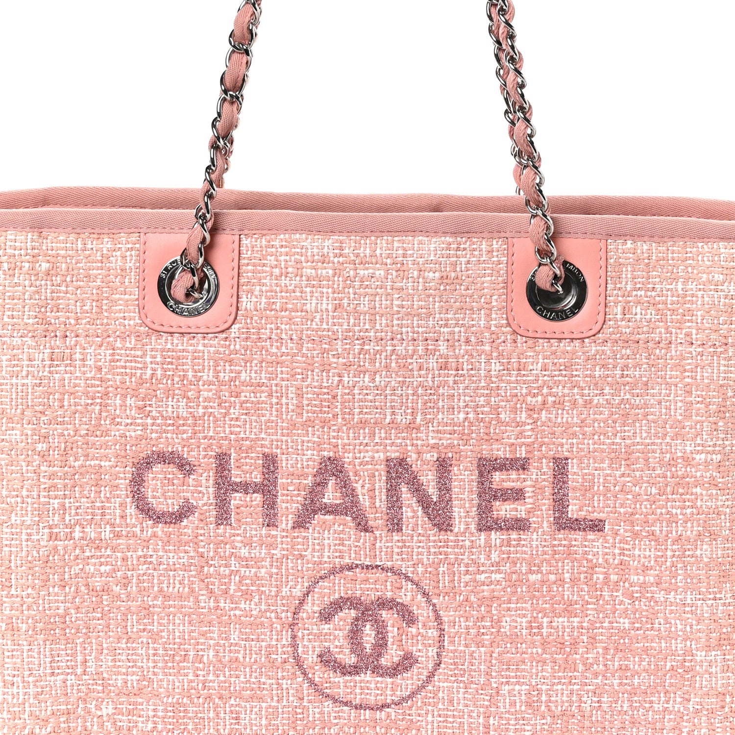 Chanel Straw Lurex Small Deauville Tote Pink 8 of 10
