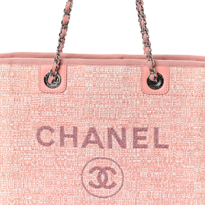 Chanel Straw Lurex Small Deauville Tote Pink 8 of 10