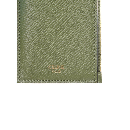 Celine Grained Calfskin Zipped Card Holder Light Khaki 5 of 7