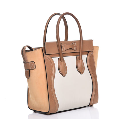 Celine Suede Calfskin Suede Micro Tri-Color Luggage Nude 3 of 13