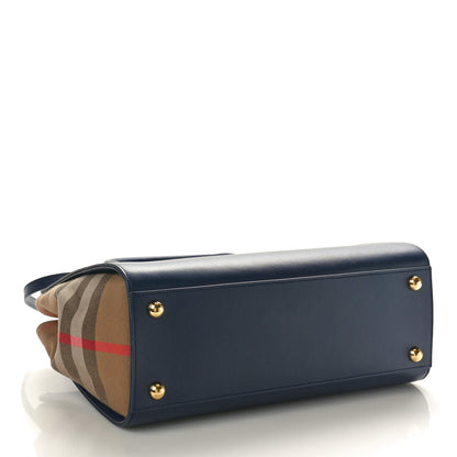 Burberry Calfskin Mega Check Banwell Tote Dark Canvas Blue 4 of 9