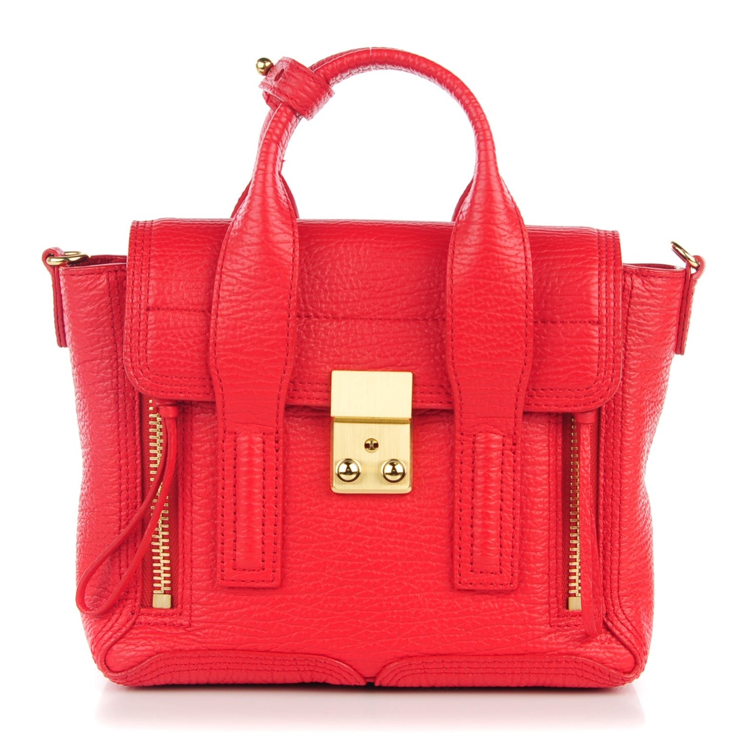3.1 Textured Calfskin Mini Pashli Satchel Red