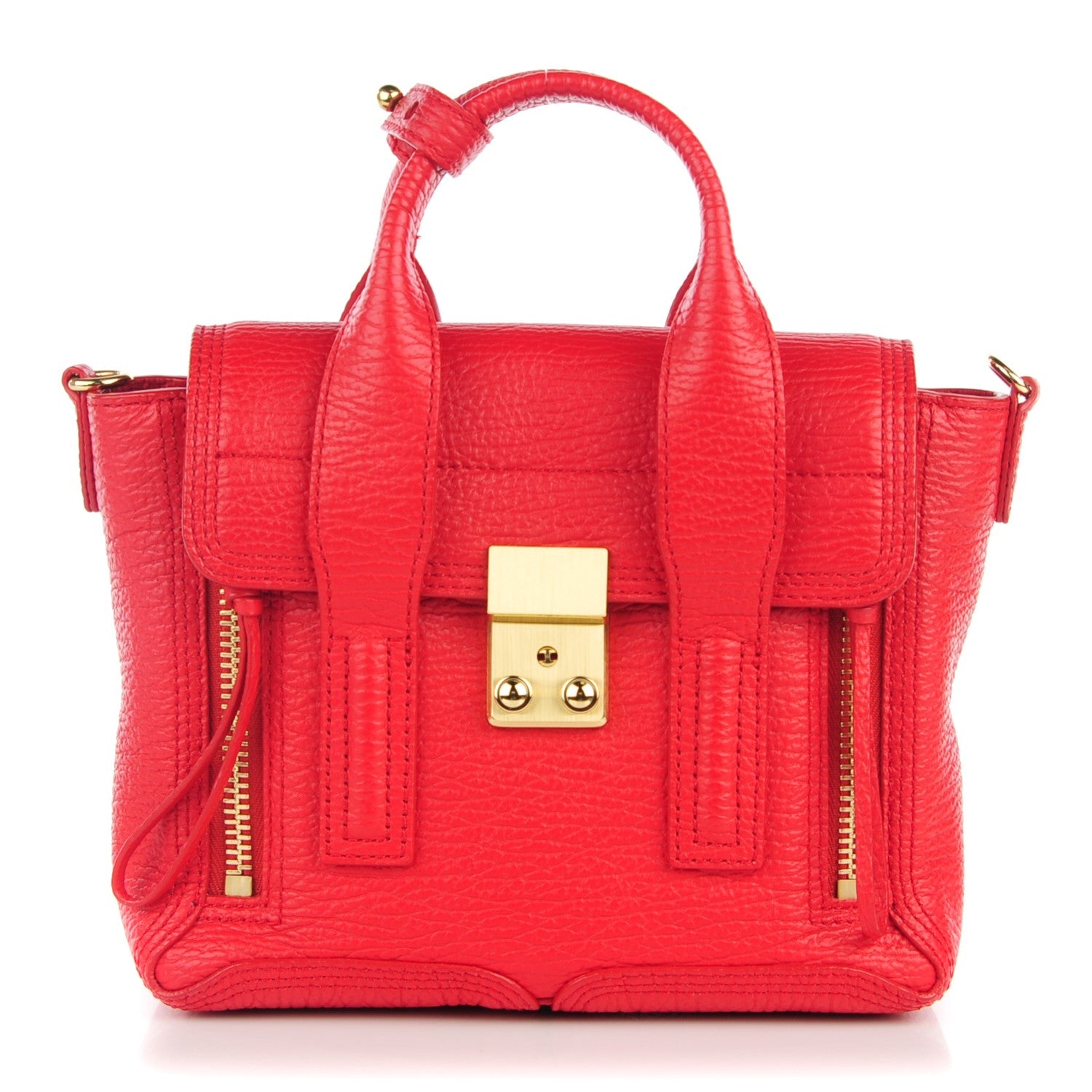 3.1 Phillip Lim 3.1 Textured Calfskin Mini Pashli Satchel Red 1 of 10