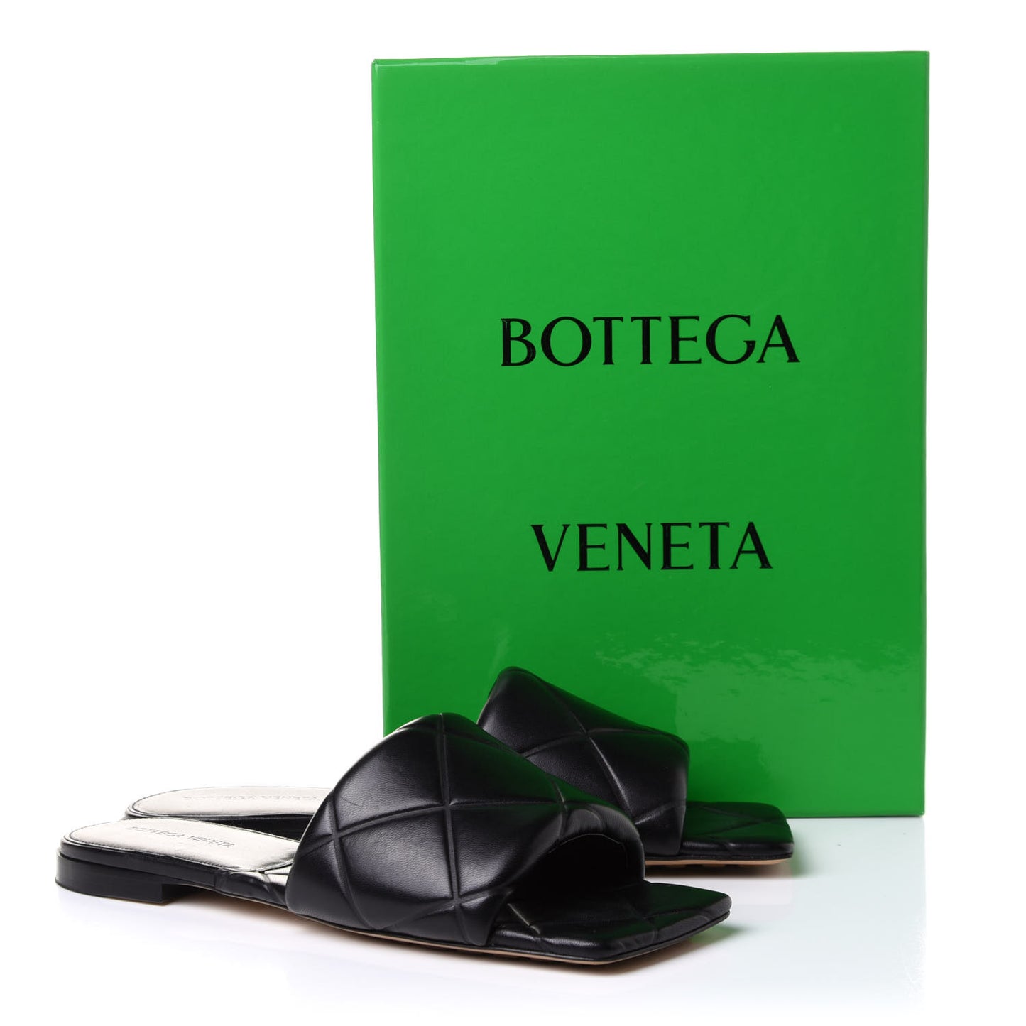 Nappa Quilted Rubber Lido Flat Sandals 41 Black