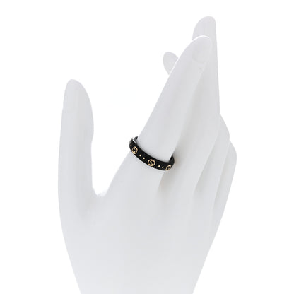 Gucci 18K Yellow Gold Synthetic Corundum Icon Ring 59 8.75 Black 2 of 5