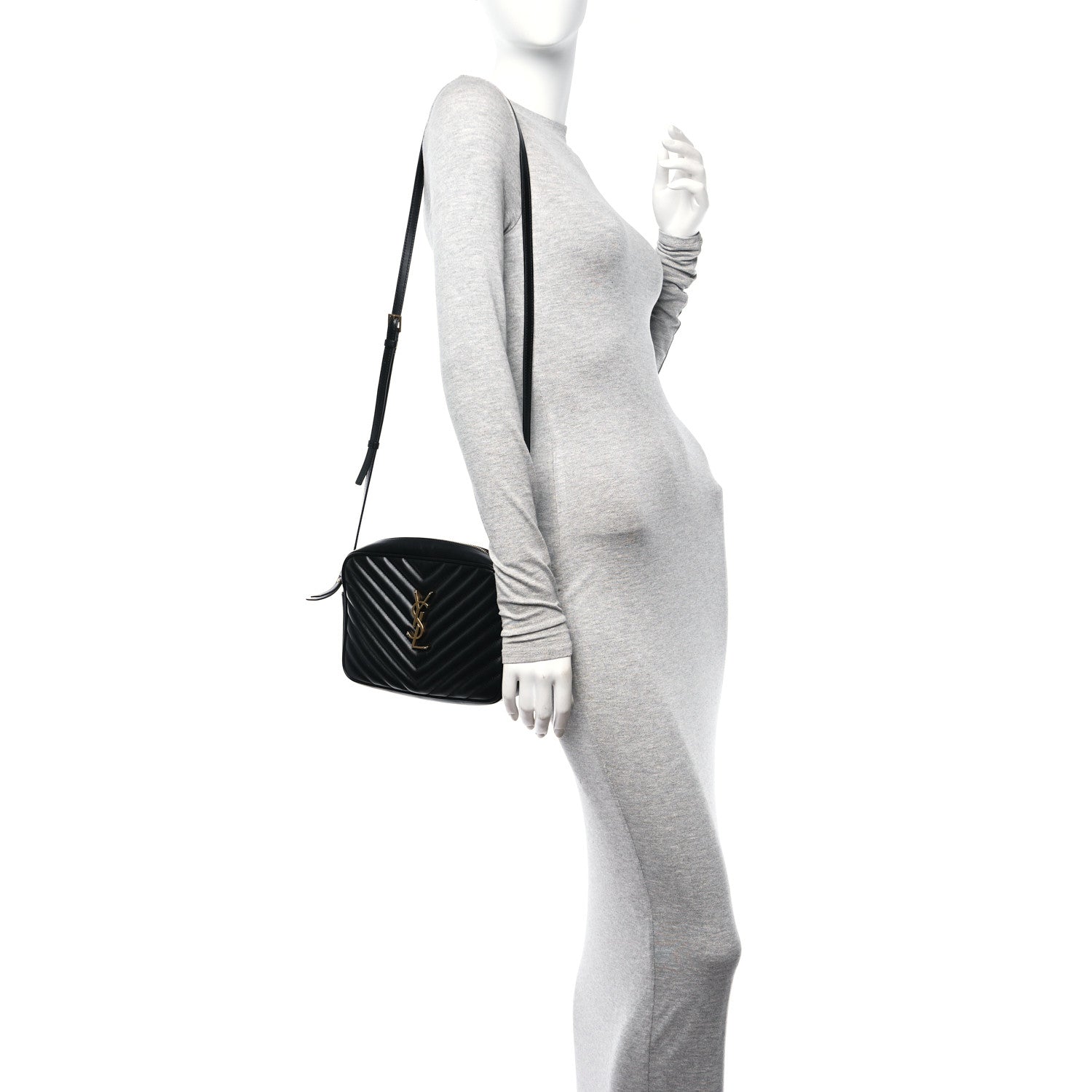 Saint Laurent Calfskin Matelasse Monogram Lou Camera Bag Black 2 of 11