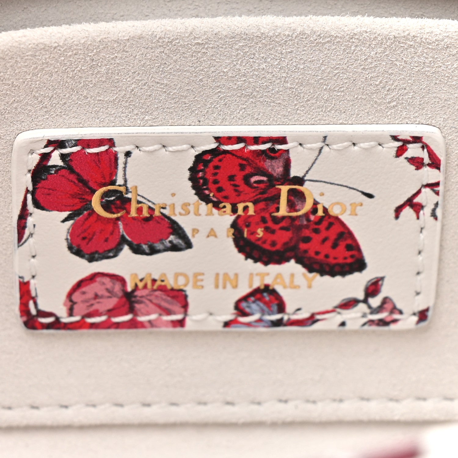 Christian Dior Calfskin Bead Embroidered Ramage Butterfly Lady D-Joy White 5 of 9