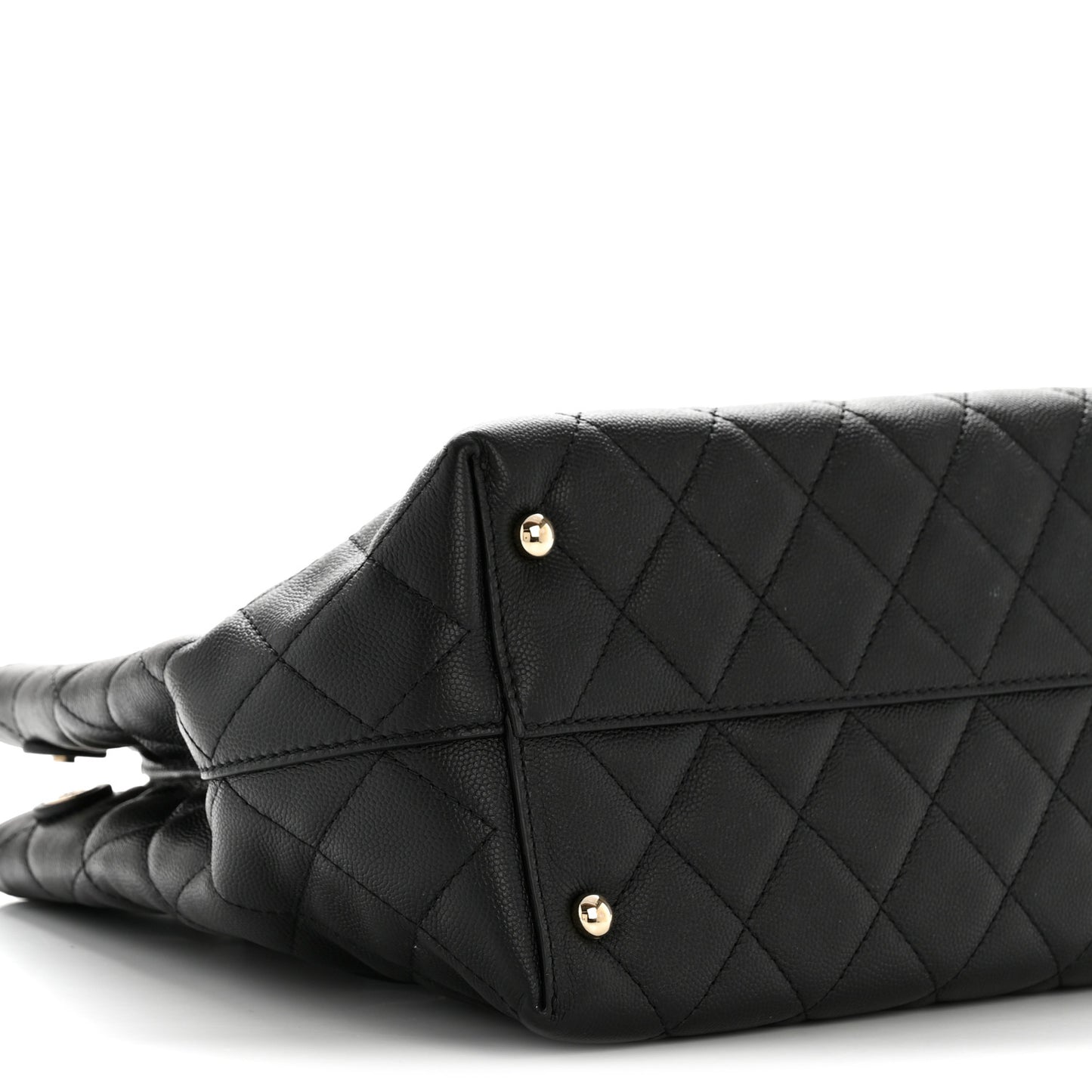 Caviar Quilted Small Shopping Tote  Black