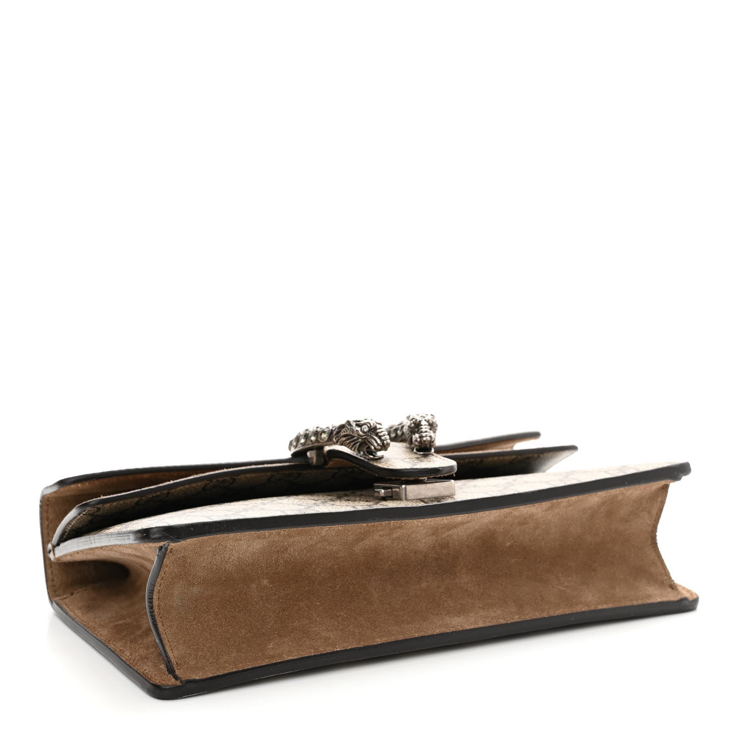 Gucci GG Supreme Monogram Suede Crystal Small Dionysus Shoulder Bag Beige Ebony Taupe 4 of 13