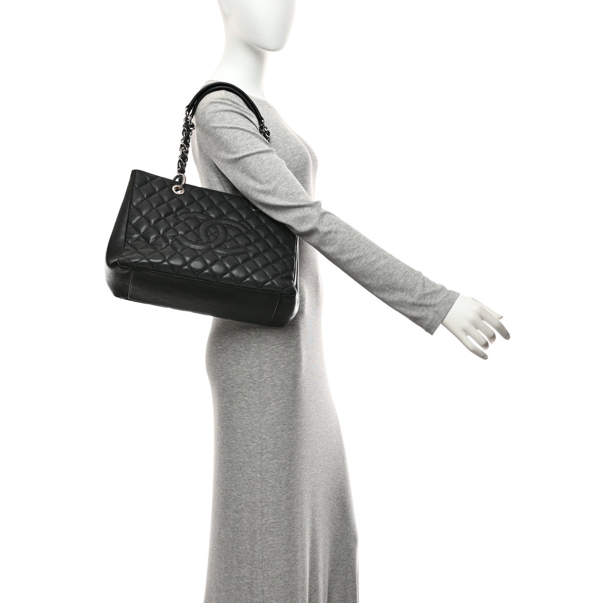 Caviar Quilted Grand Shopping Tote GST Black