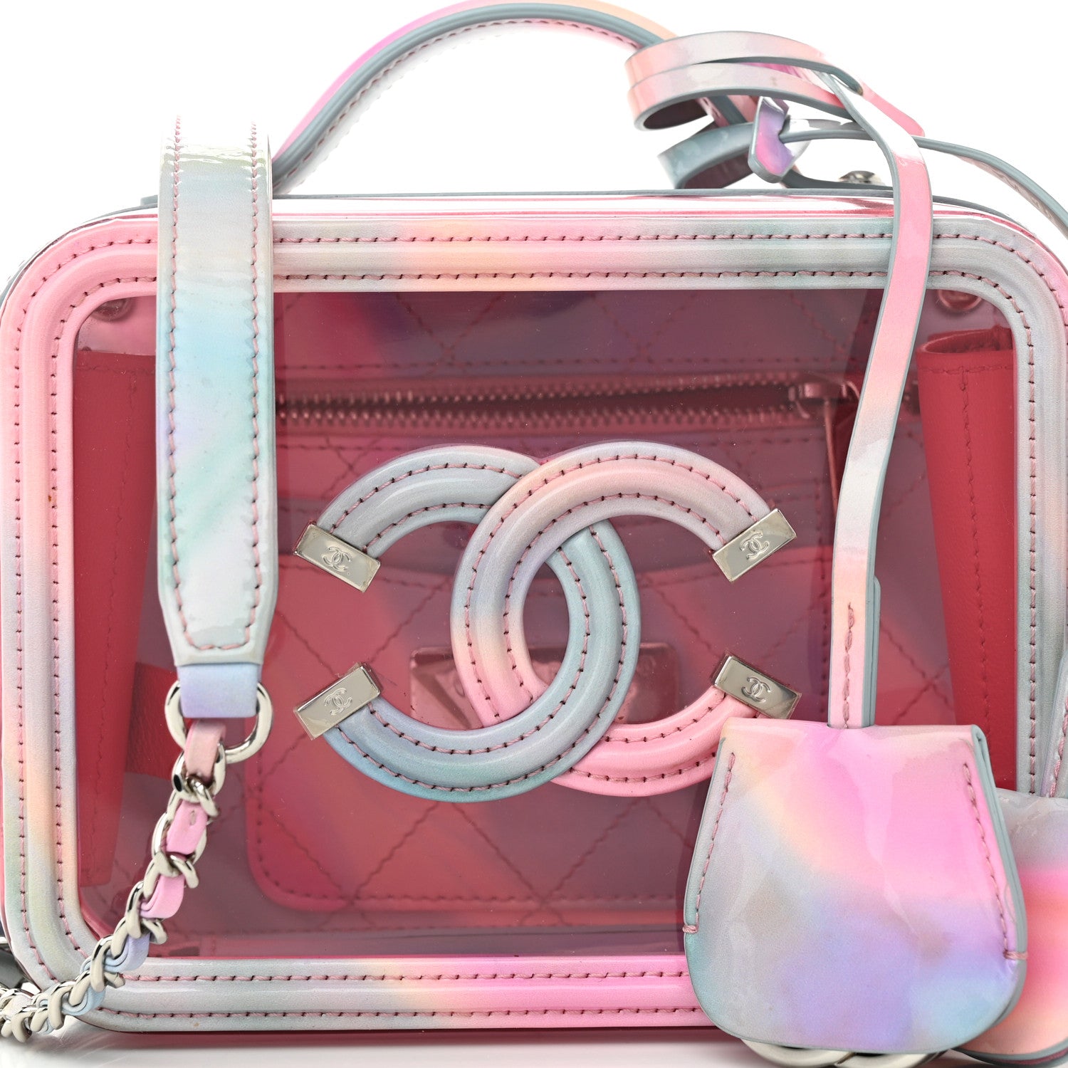 Chanel PVC Patent Calfskin Patent Lambskin Small CC Vanity Case Pink 8 of 10