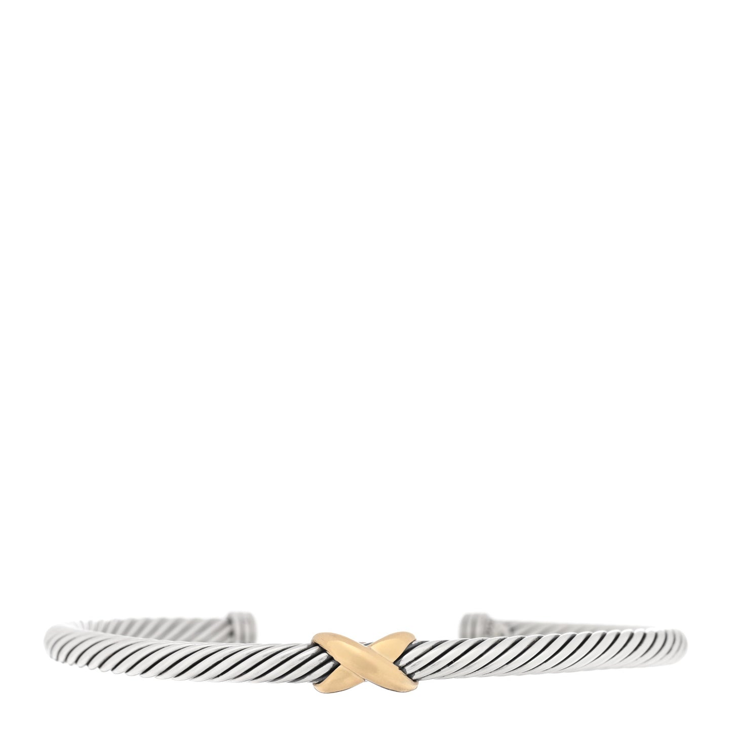 Sterling Silver 18K Yellow Gold 4mm X Station Cable Bracelet