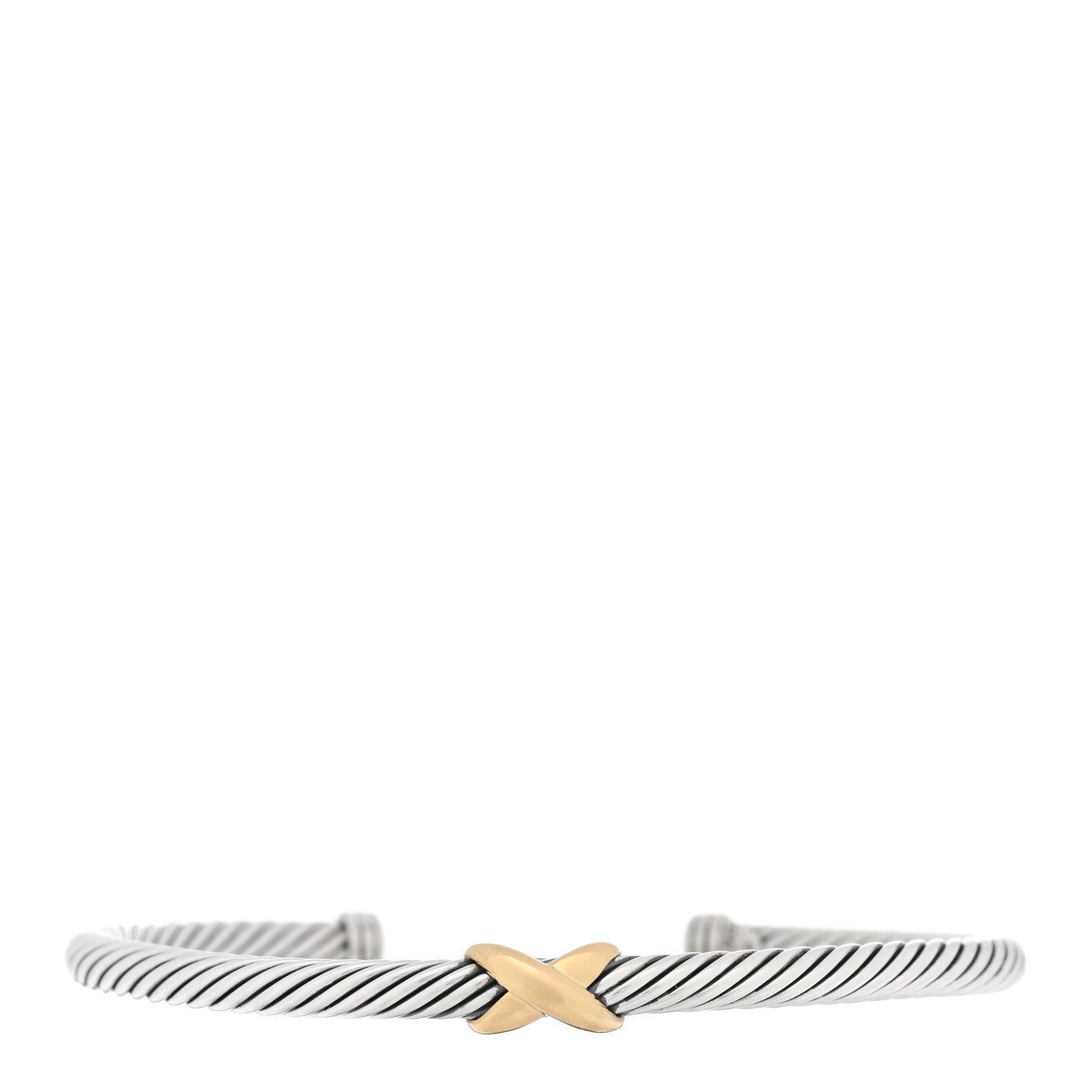David Yurman Sterling Silver 18K Yellow Gold 4mm X Station Cable Bracelet 1 of 4