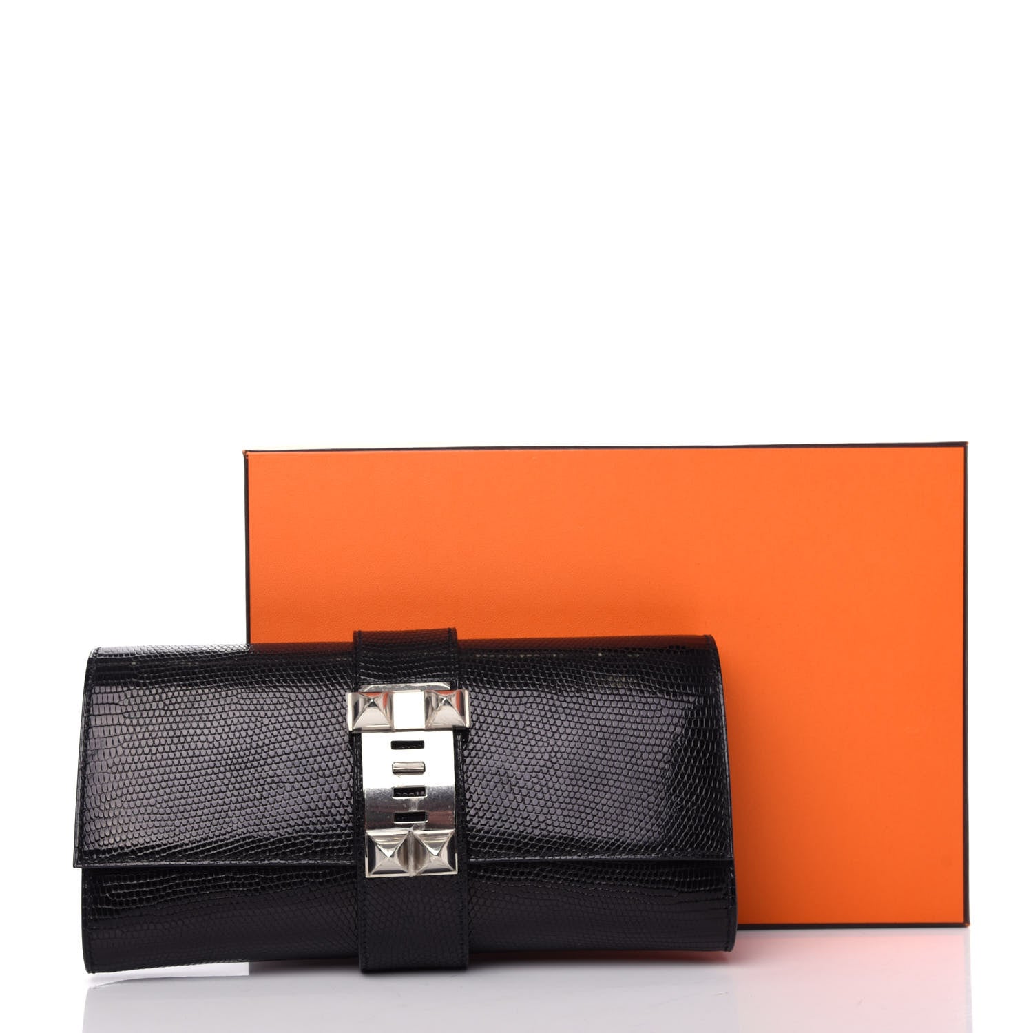 Hermes Lizard Medor Clutch 23 Black 8 of 8