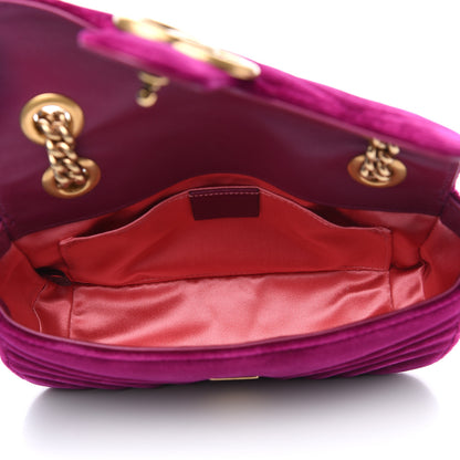 Gucci Velvet Matelasse Mini GG Marmont Shoulder Bag Fuchsia Violet Cyclamen 4 of 11