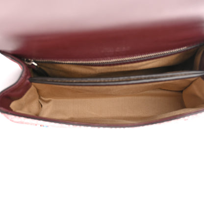 Jimmy Choo Lizard Printed Fabric Crystal Medium Cheri Top Handle Bag Bordeaux 5 of 9