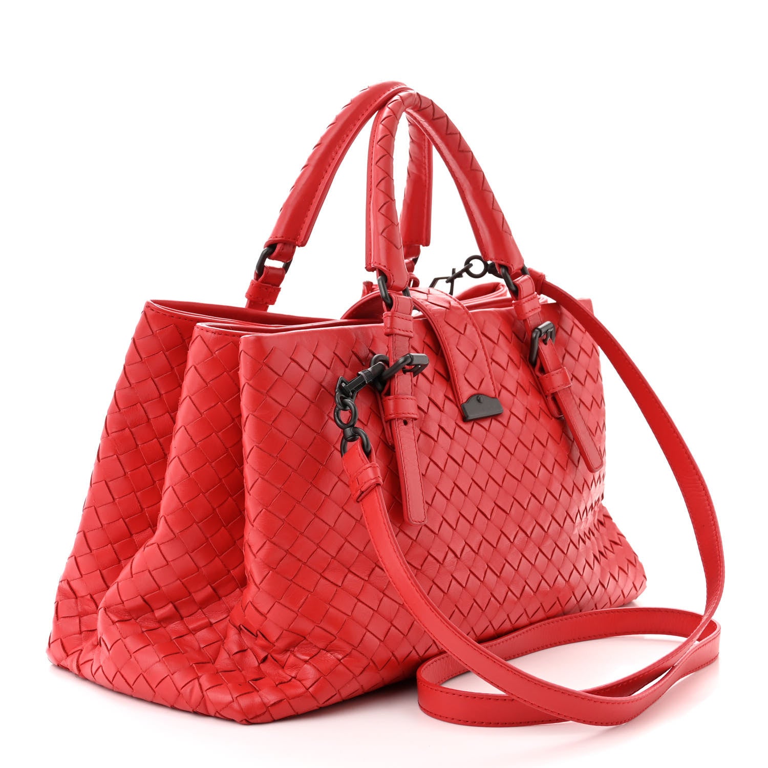 Bottega Veneta Nappa Intrecciato Small Roma Tote Red 3 of 12