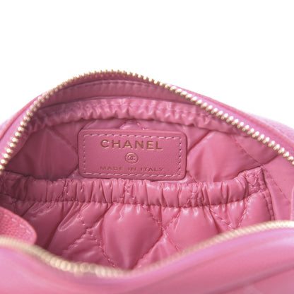 Chanel Caviar Quilted Small Curvy Pouch Cosmetic Case Pink 6 of 8