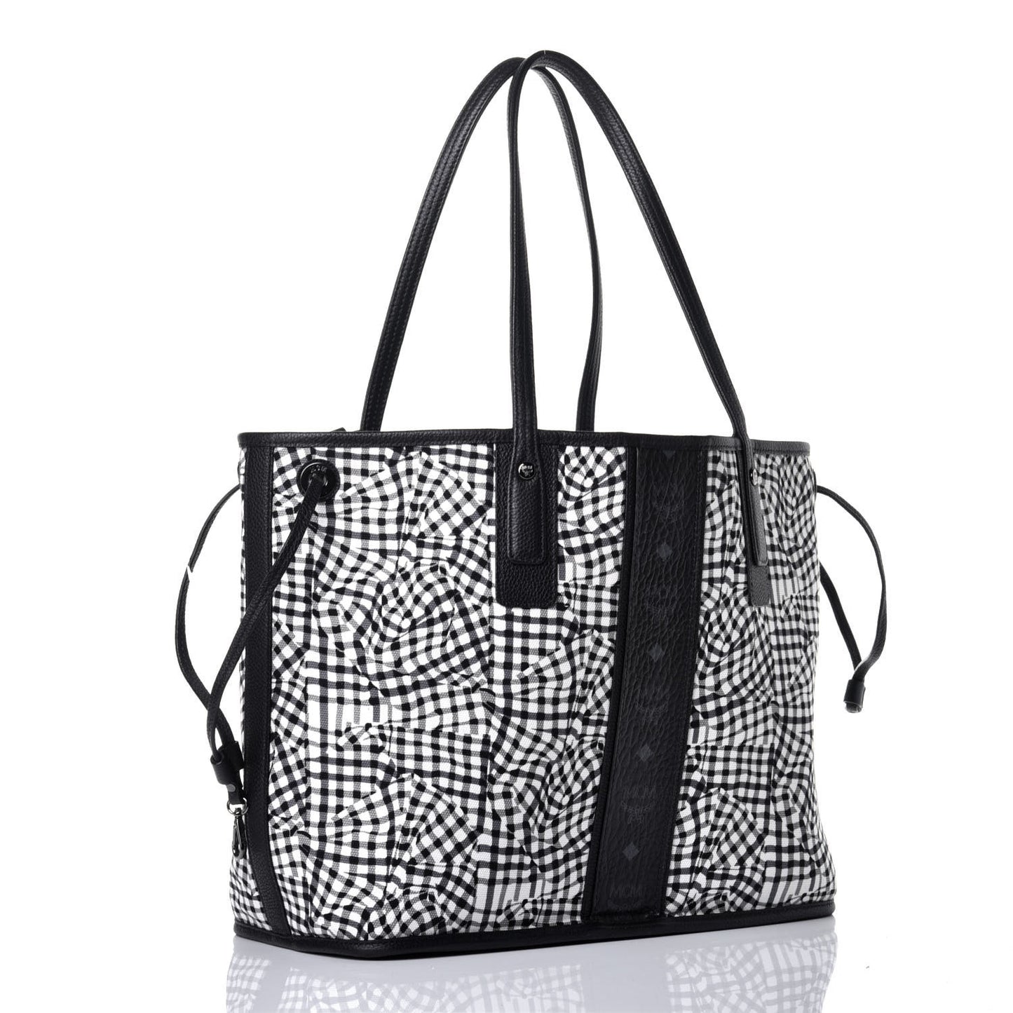 Grained Calfskin Visetos Medium Liz Reversible Shopper Tote Black