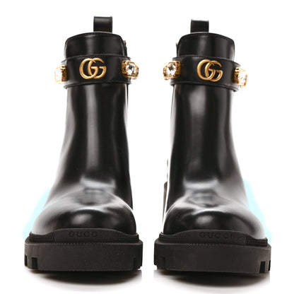 Gucci Calfskin Crystal GG Trip Chelsea Ankle Boots 39.5 Black 2 of 9
