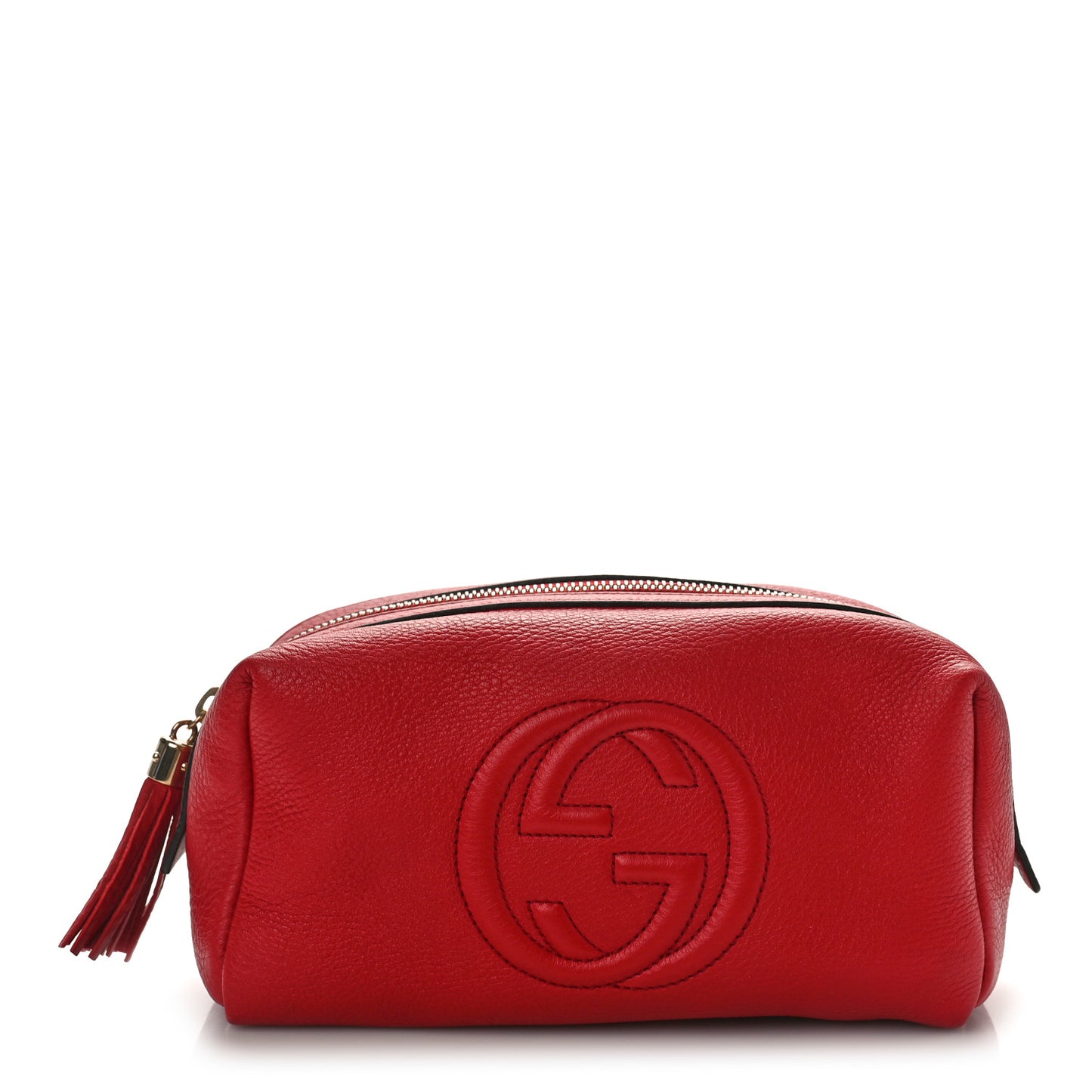 Pebbled Calfskin Soho Large Cosmetic Case Red