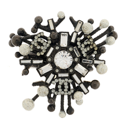 Chanel Baguette Crystal CC Ring 49 5 Ruthenium 1 of 4