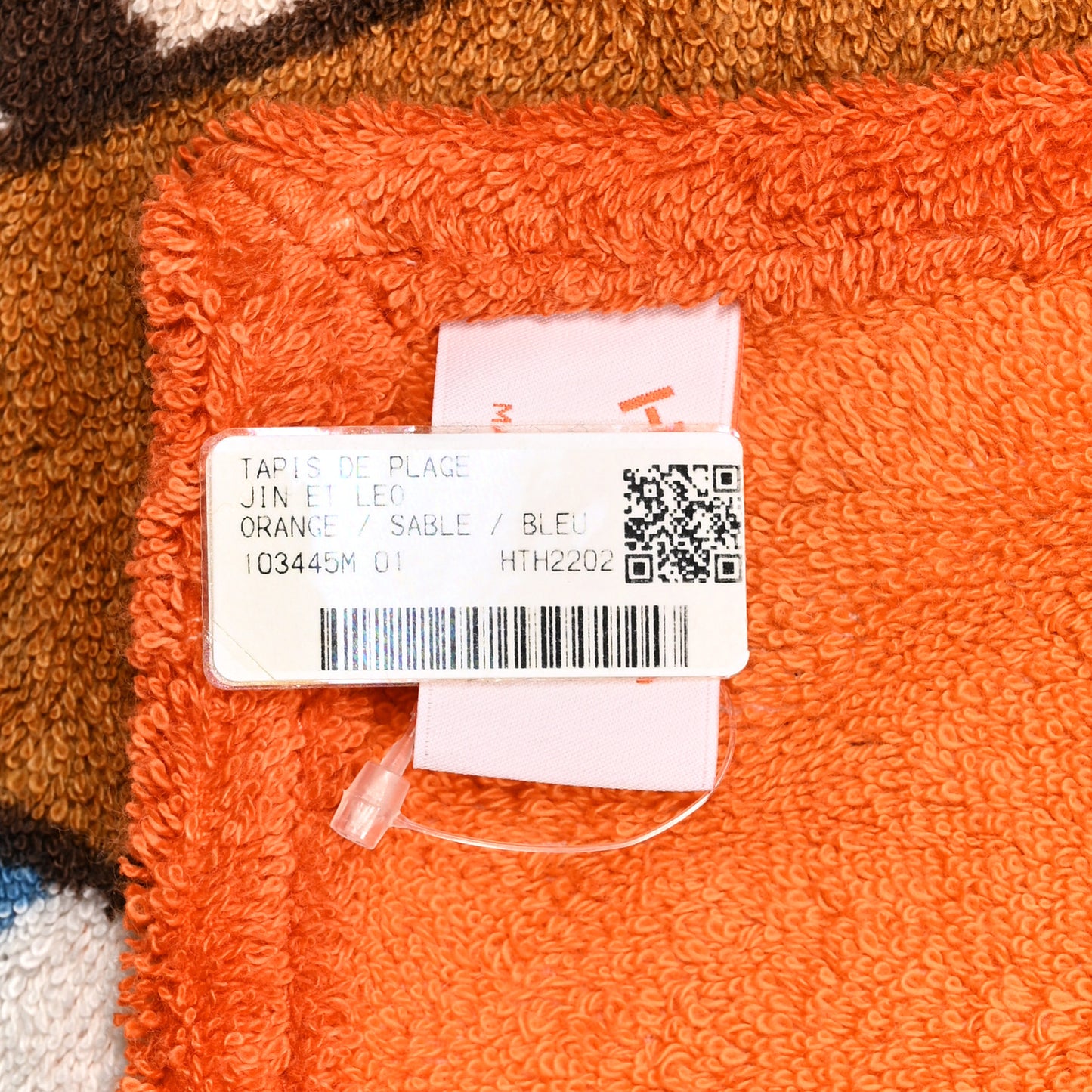 Cotton Terry Jin et Leo Beach Towel Orange Sable Bleu