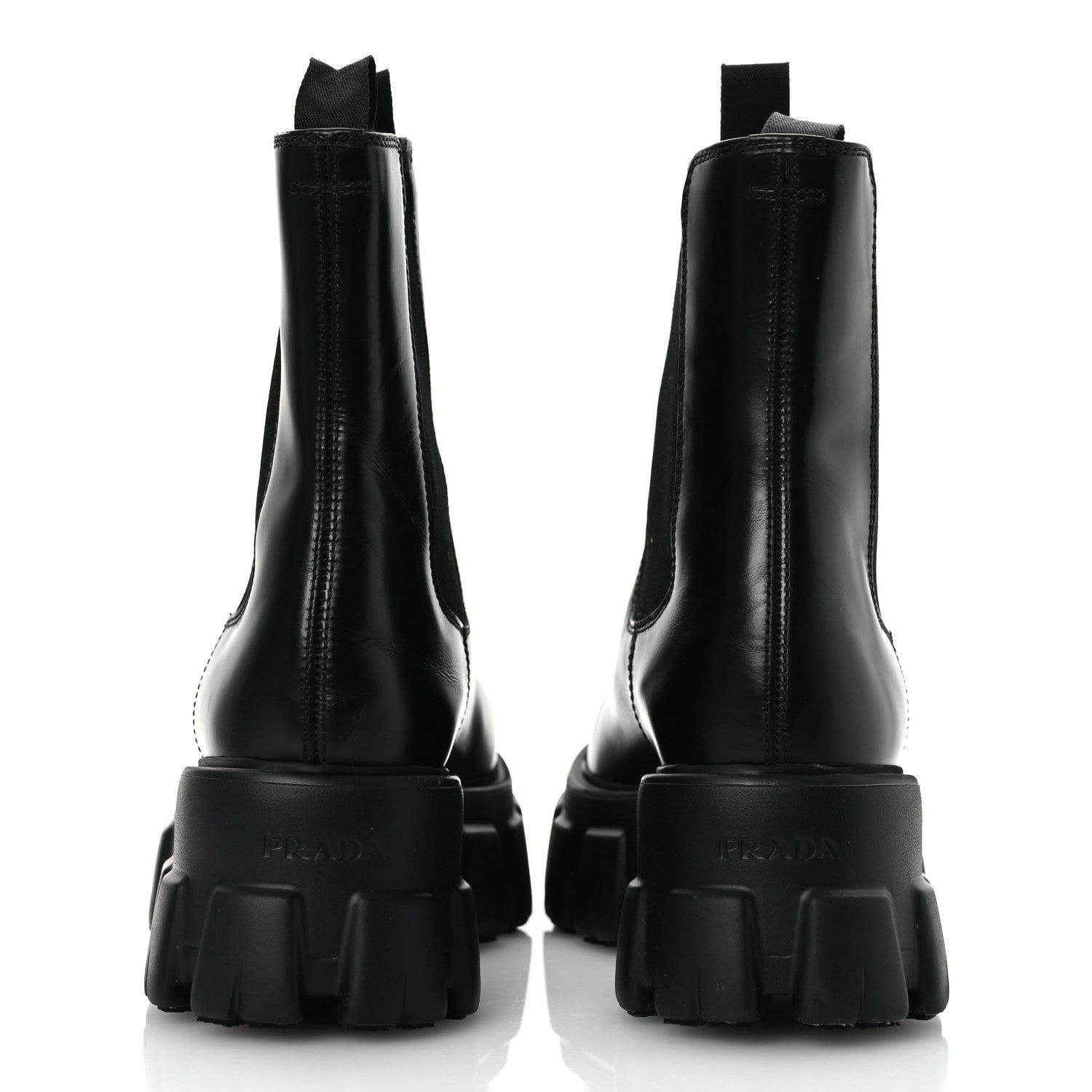 Prada Spazzolato Rois Triangle Monolith Chelsea 55mm Boots 39 Black 6 of 11