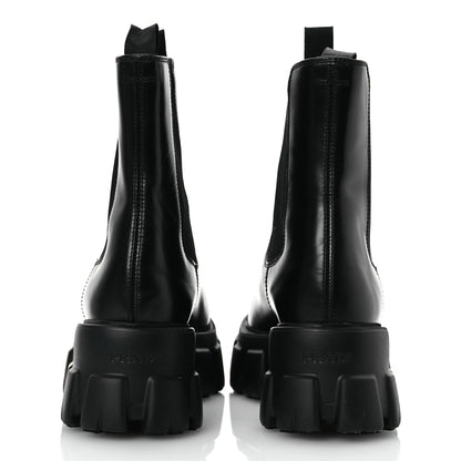 Prada Spazzolato Rois Triangle Monolith Chelsea 55mm Boots 39 Black 6 of 11