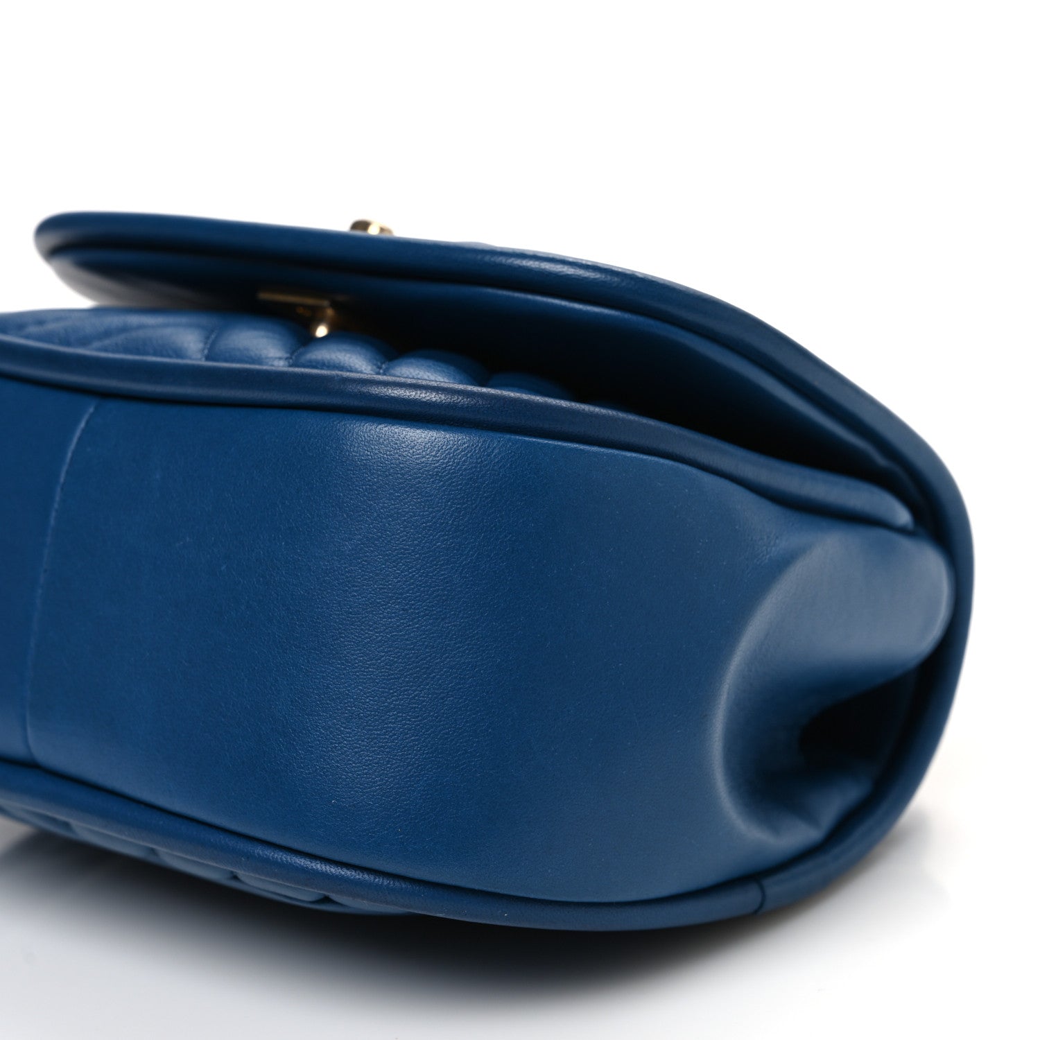 Chanel Lambskin Reverse Chevron Quilted Mini Round Top Handle Flap Blue 10 of 10