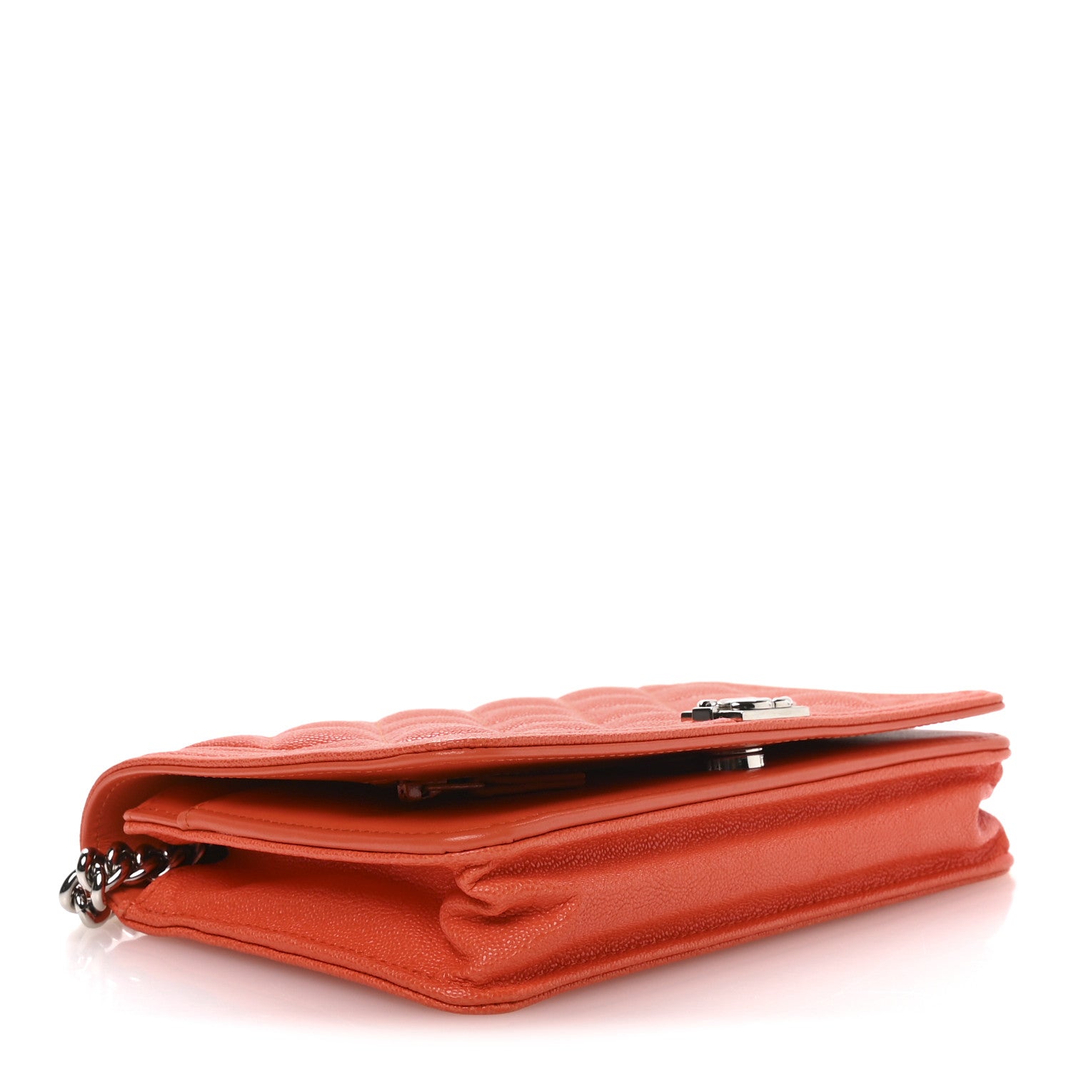 Chanel Caviar Quilted Boy Wallet On Chain WOC Orange 4 of 12