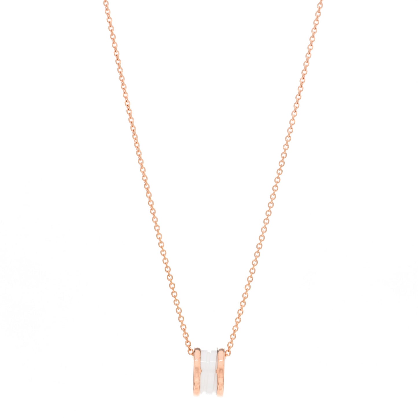 18K Rose Gold White Ceramic B.Zero1 Pendant Necklace