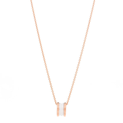 Bulgari 18K Rose Gold White Ceramic B.Zero1 Pendant Necklace 1 of 5