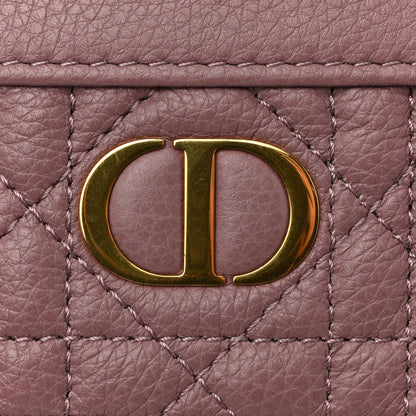Christian Dior Calfskin Cannage Caro Zipped Pouch With Chain Peony Pink 11 of 12