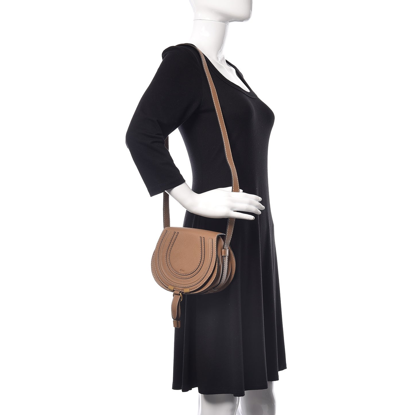 Calfskin Mini Marcie Round Crossbody Bag Nut