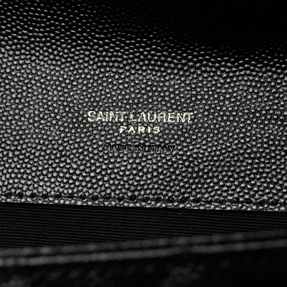 Saint Laurent Grain De Poudre Textured Mixed Matelasse Triquilt Monogram Clutch Black 6 of 8