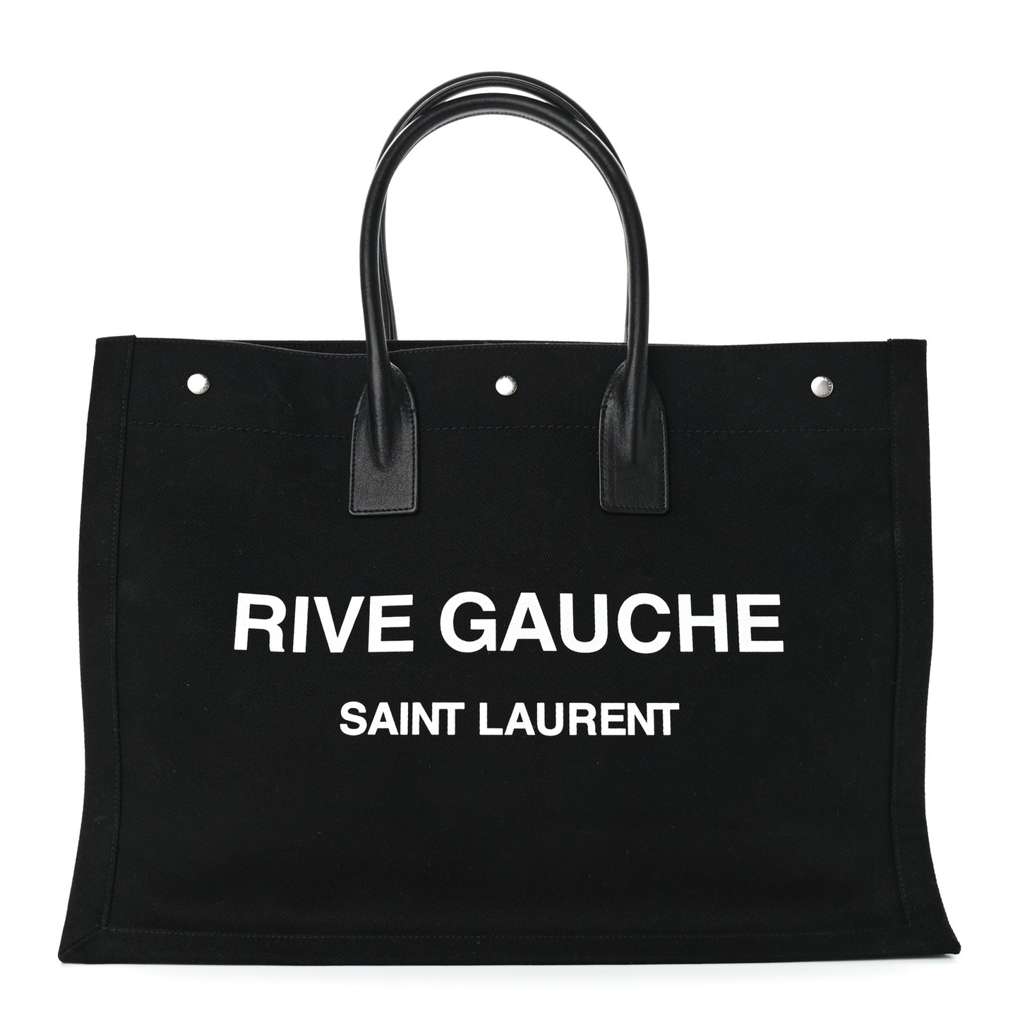 Linen Calfskin Rive Gauche Tote Black