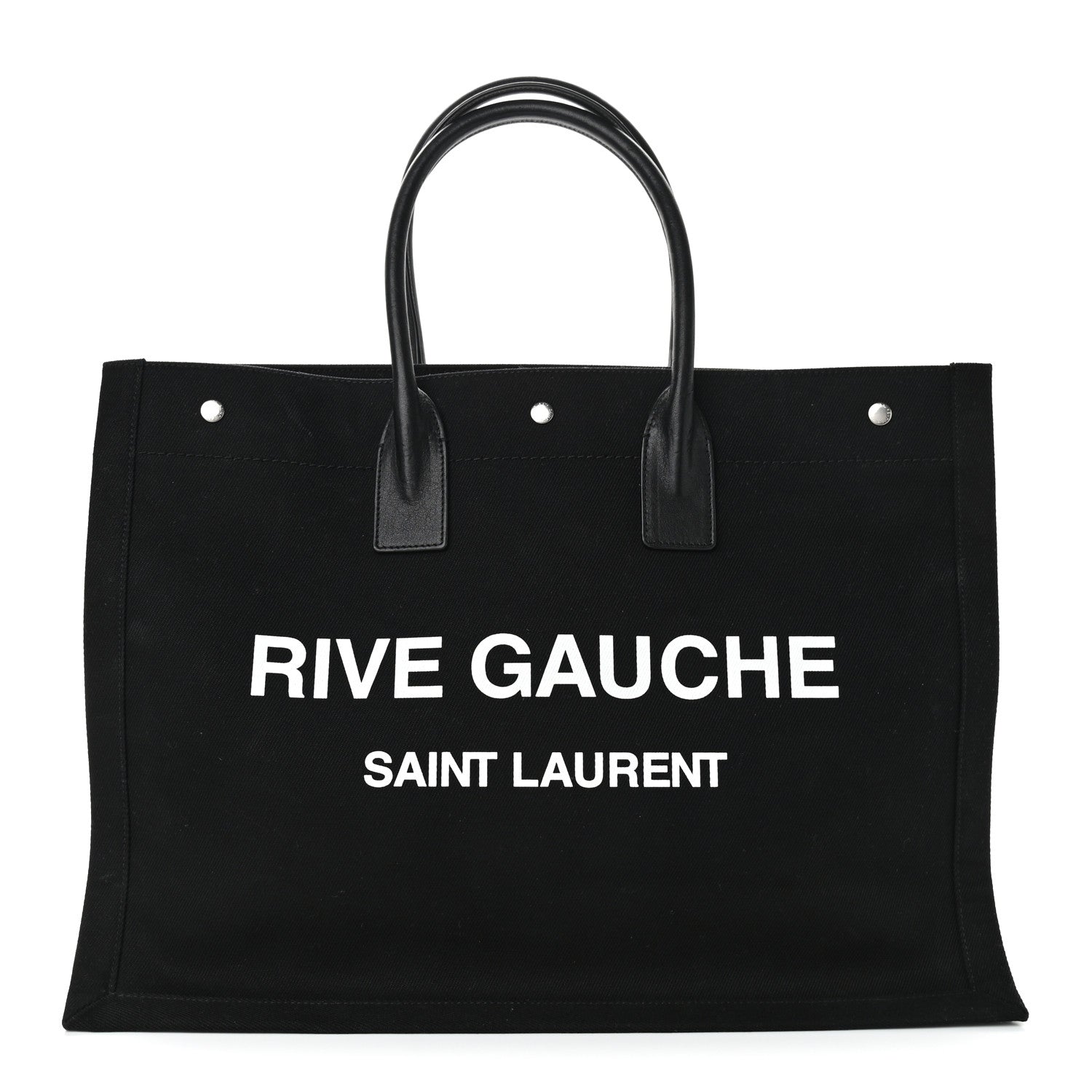 Saint Laurent Linen Calfskin Rive Gauche Tote Black 1 of 10
