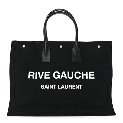 Saint Laurent Linen Calfskin Rive Gauche Tote Black 1 of 10