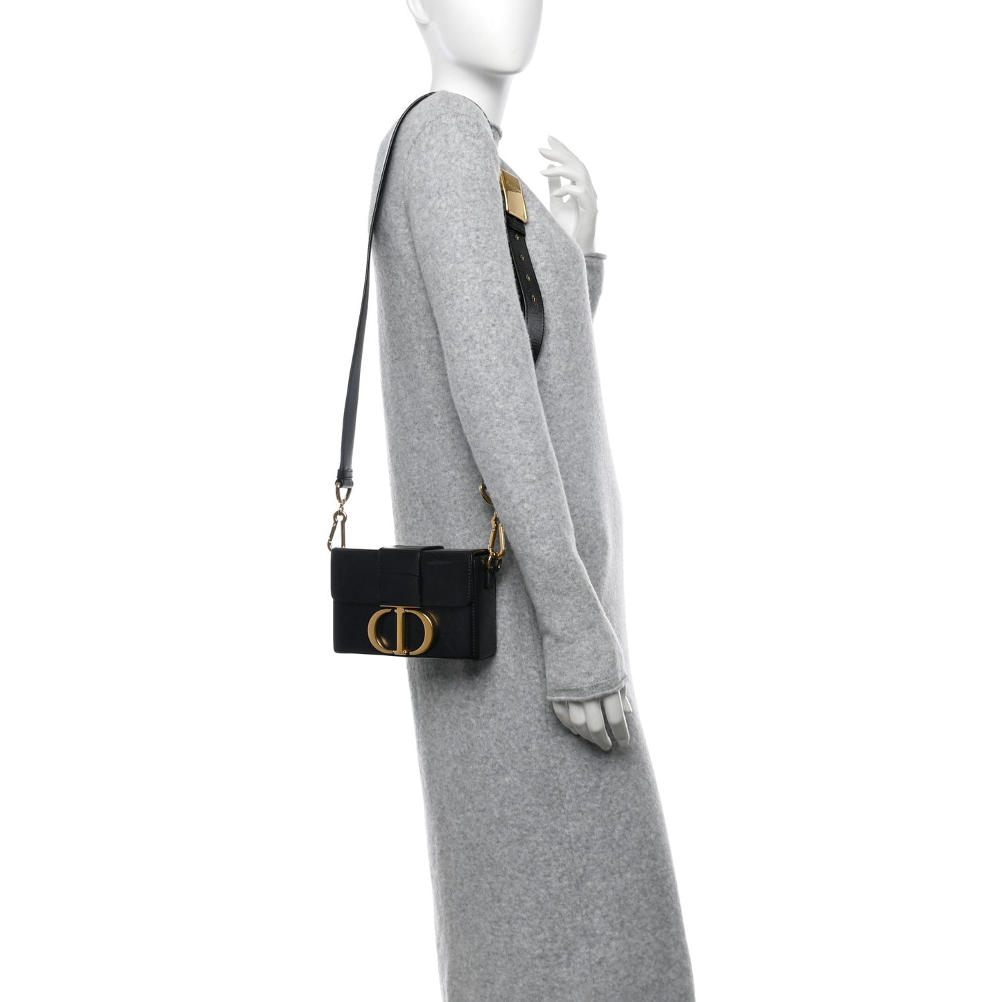 Crackled Lambskin 30 Montaigne Box Bag Black